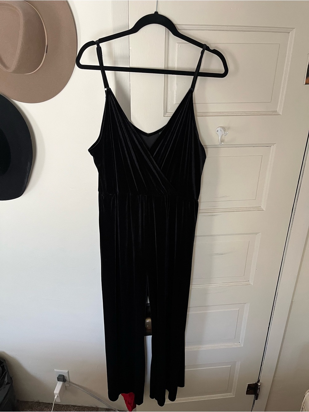 wild fable Black Velvet V-Neck Jumpsuit